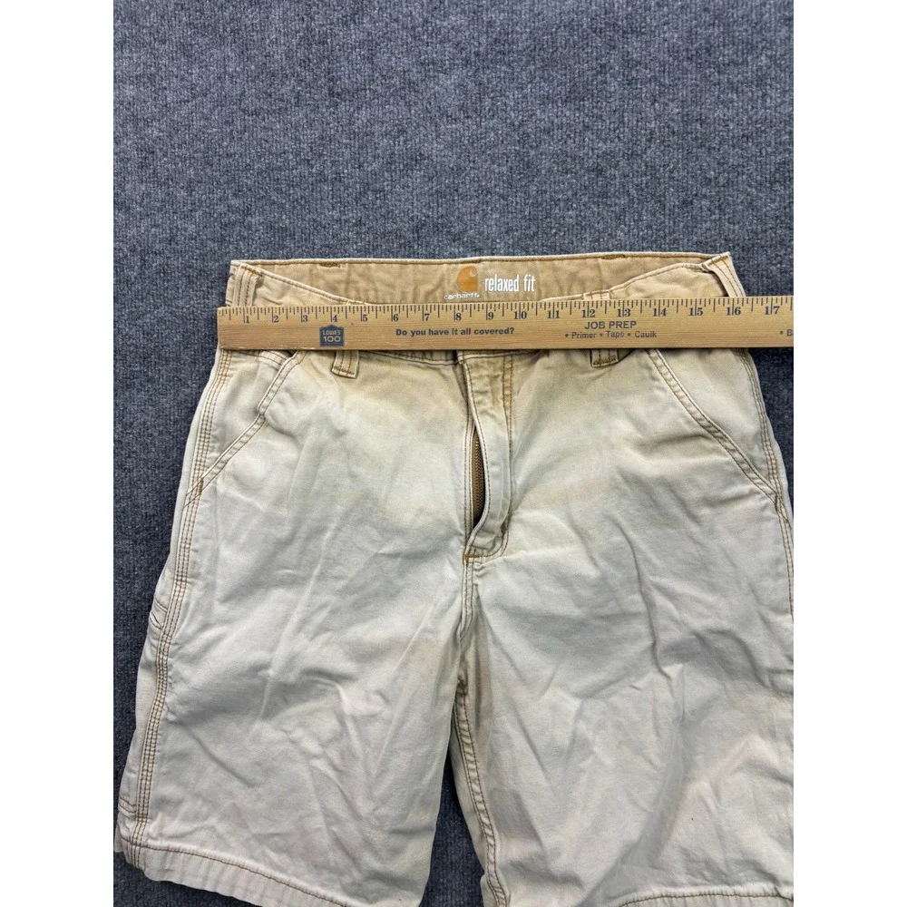Carhartt Canvas Work Shorts Mens 33 Tan Relaxed Fit Utility 102514-918
